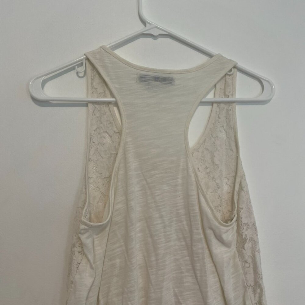 FOREVER 21 White Floral Lace Front / Solid Back Mixed Media Twee Racerback Tank - Picture 13 of 15